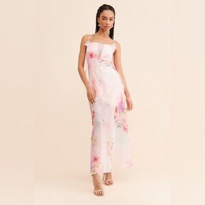 For Love and Lemons Lisa Pink Floral Maxi Dress